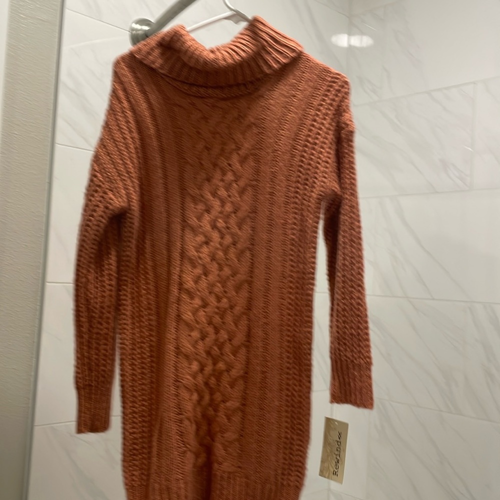 Orange-y pink sweater dress